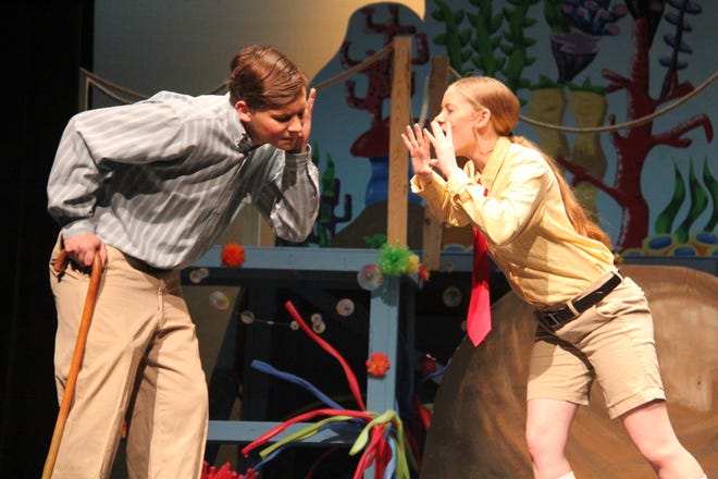 Dominic Rinner and Alexa Nelson perform a scene from “The SpongeBob Musical.”