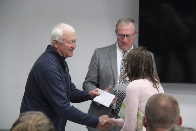 PACES receives a Bock Family Foundation grant during a presentation on Monday, April 22, 2024, at the Perry Public Library.