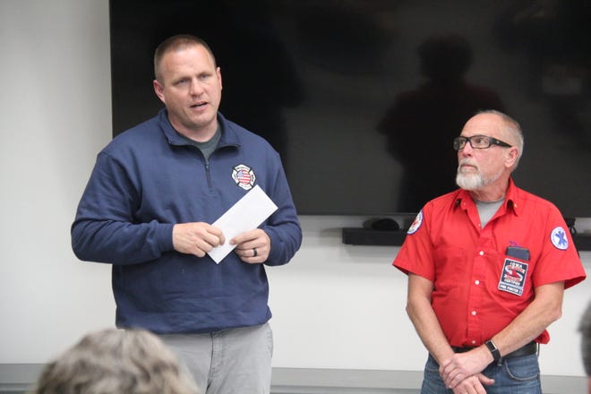 De Soto Fire Department receives a Bock Family Foundation grant during a grant presentation on Monday, April 22, 2024, at the Perry Public Library.