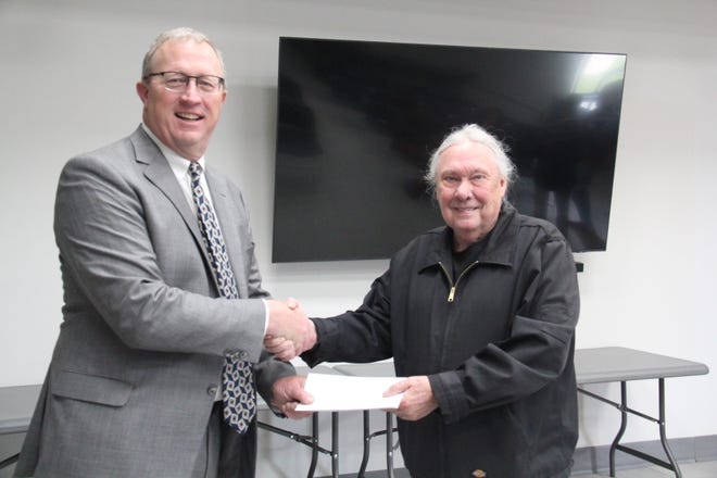 Perry Alano Club and Perry Rotary Club receives a Bock Family Foundation grant during a grant presentation on Monday, April 22, 2024, at the Perry Public Library.