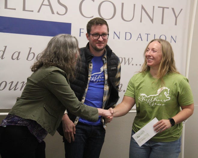 Rhythms of Grace receives a Dallas County Foundation grant during a presentation on Tuesday, April 23, 2024, at the Granger Community Center.