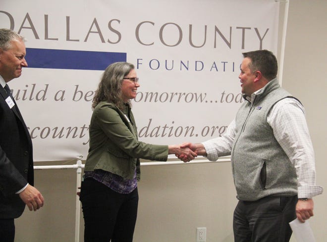 Friends of Hotel Pattee receives a Dallas County Foundation grant during a presentation on Tuesday, April 23, 2024, at the Granger Community Center.