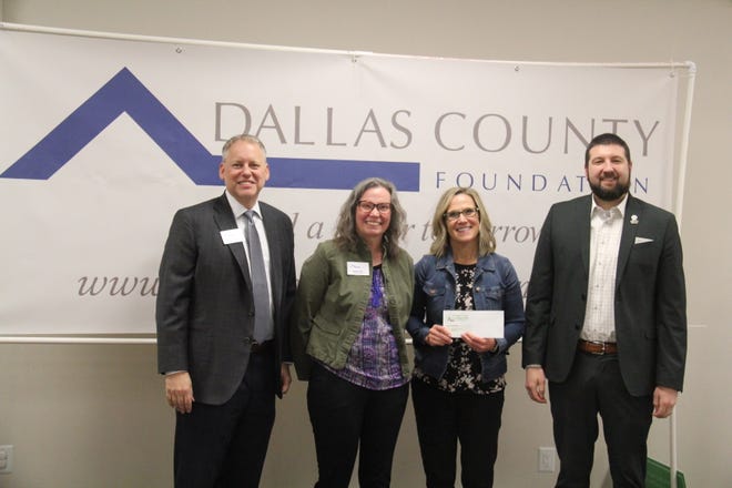 Waukee Institute Leadership Class receives a Dallas County Foundation grant during a presentation on Tuesday, April 23, 2024, at the Granger Community Center.
