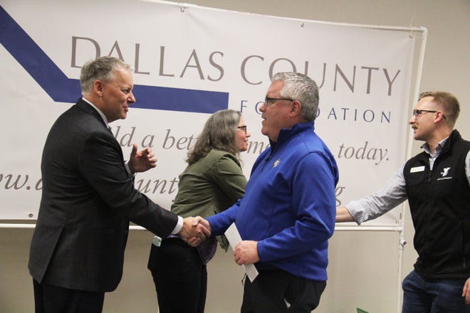 YMCA of Greater Des Moines receives a Dallas County Foundation grant during a presentation on Tuesday, April 23, 2024, at the Granger Community Center.
