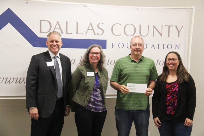 Woodward-Granger Community School District Foundation receives a Dallas County Foundation grant during a presentation on Tuesday, April 23, 2024, at the Granger Community Center.