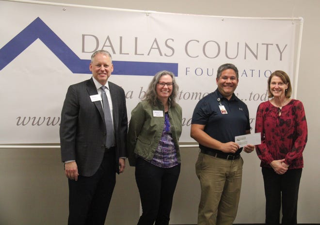 Dallas County Hospital Foundation receives a Dallas County Foundation grant during a presentation on Tuesday, April 23, 2024, at the Granger Community Center.