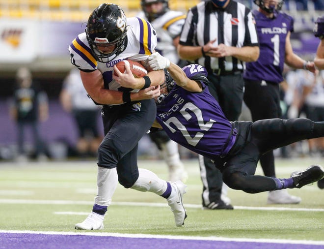 Sigourney-Keota senior running back Sam Sieren runs the ball in for a touchdown in the second quarter against OABCIG in their Class 1A game at the UNI-Dome in Cedar Falls on Saturday, Nov. 14, 2020.